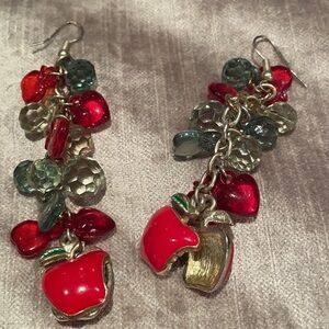 Red Apple Crystal Dangle Earrings